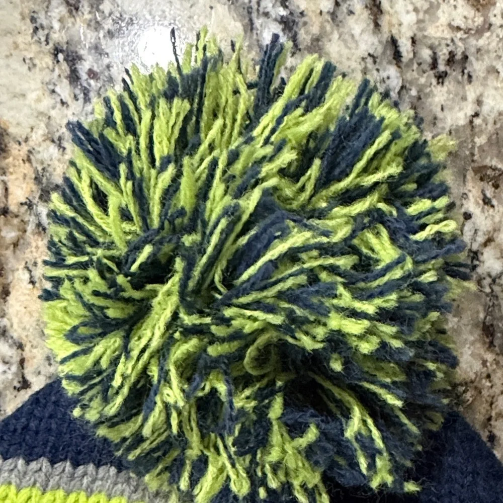 Snozu Kids Blue and Lime Striped Beanie